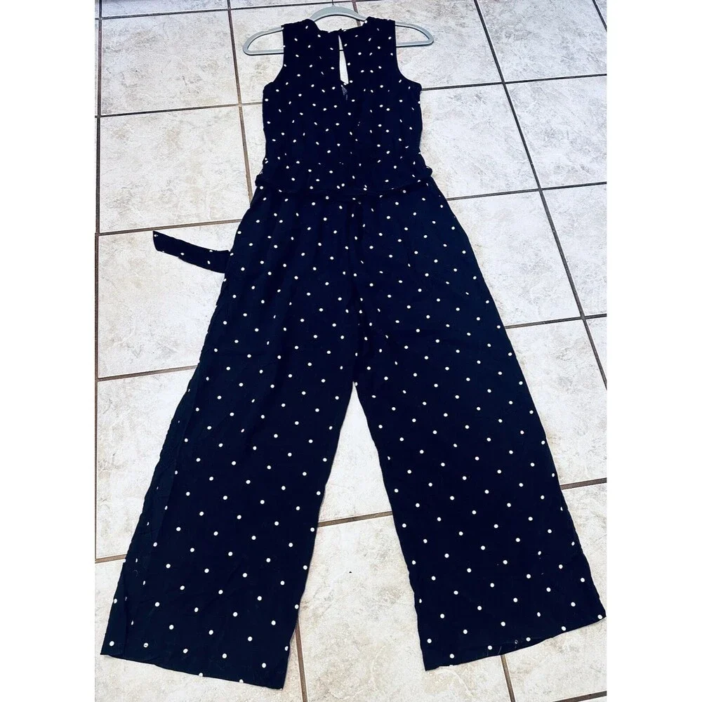 NWT Old Navy Size S Polka Dot Wide Leg Jumpsuit Pockets Boho Contemporary - Picture 1 of 11